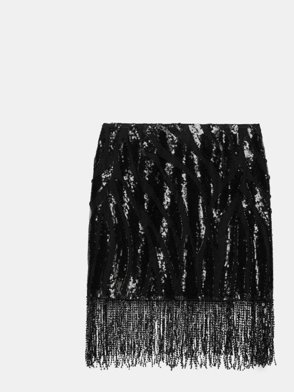 Zara Black Sequin Fringe Mini Skirt - Picture 6 of 9